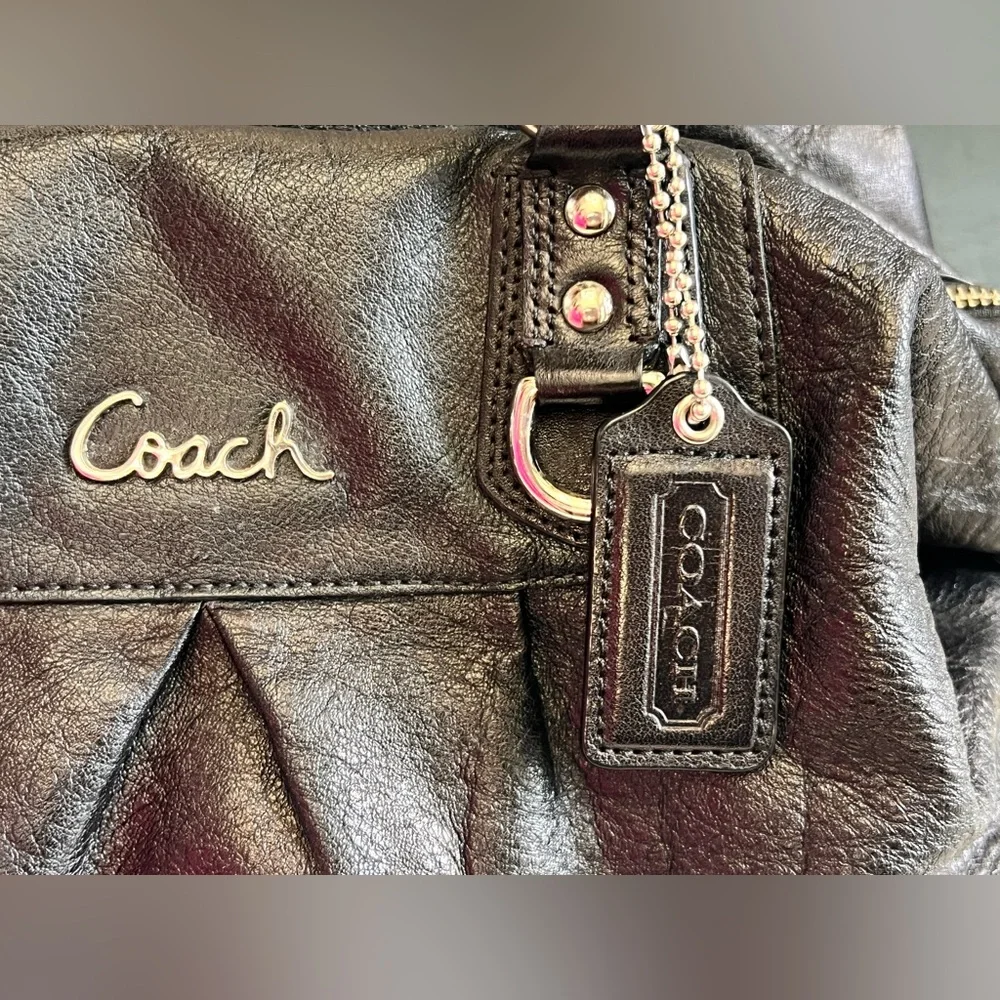 Coach Shiny Black Leather Satchel - Picture 3 of 10